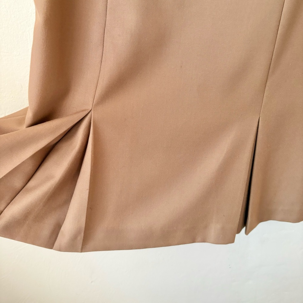 Ann Taylor Camel Brown Pleated Skirt Sleeveless Knee Length Dress - Picture 4 of 7